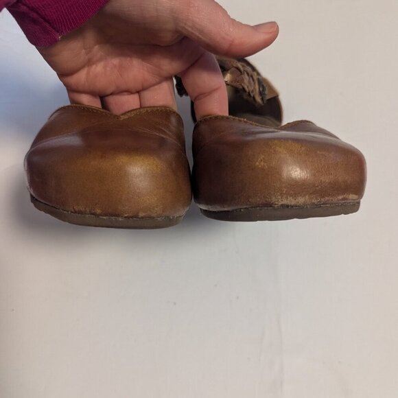 Aetrex Mia Braid Sandal Mary Jane Wedge Leather Size 39 Boho Brown - Picture 4 of 9